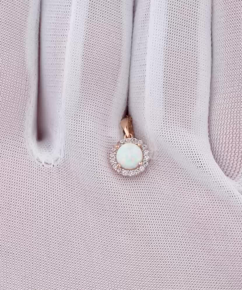 Auksinis pakabukas su opalu ir cirkoniais