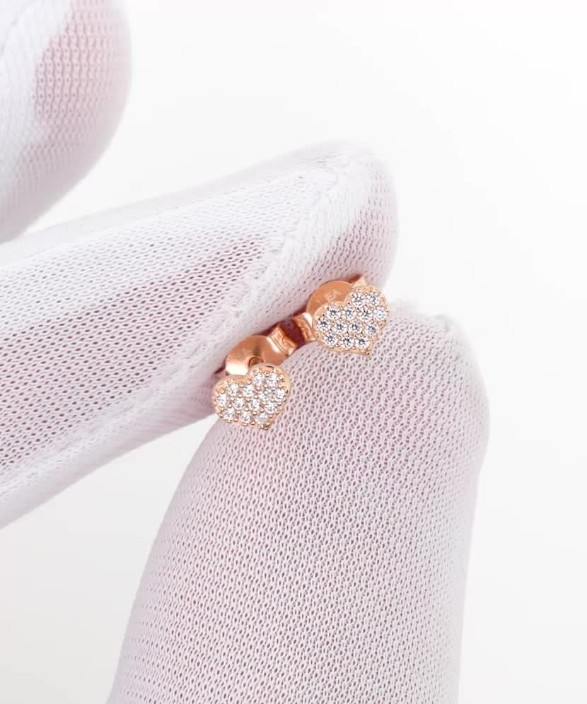 Auksiniai auskarai su cirkoniais "širdelė"