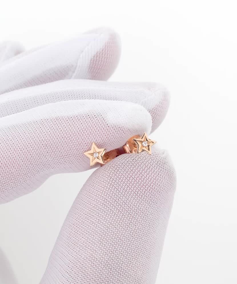 Auksiniai auskarai su cirkoniais "Žvaigždė"