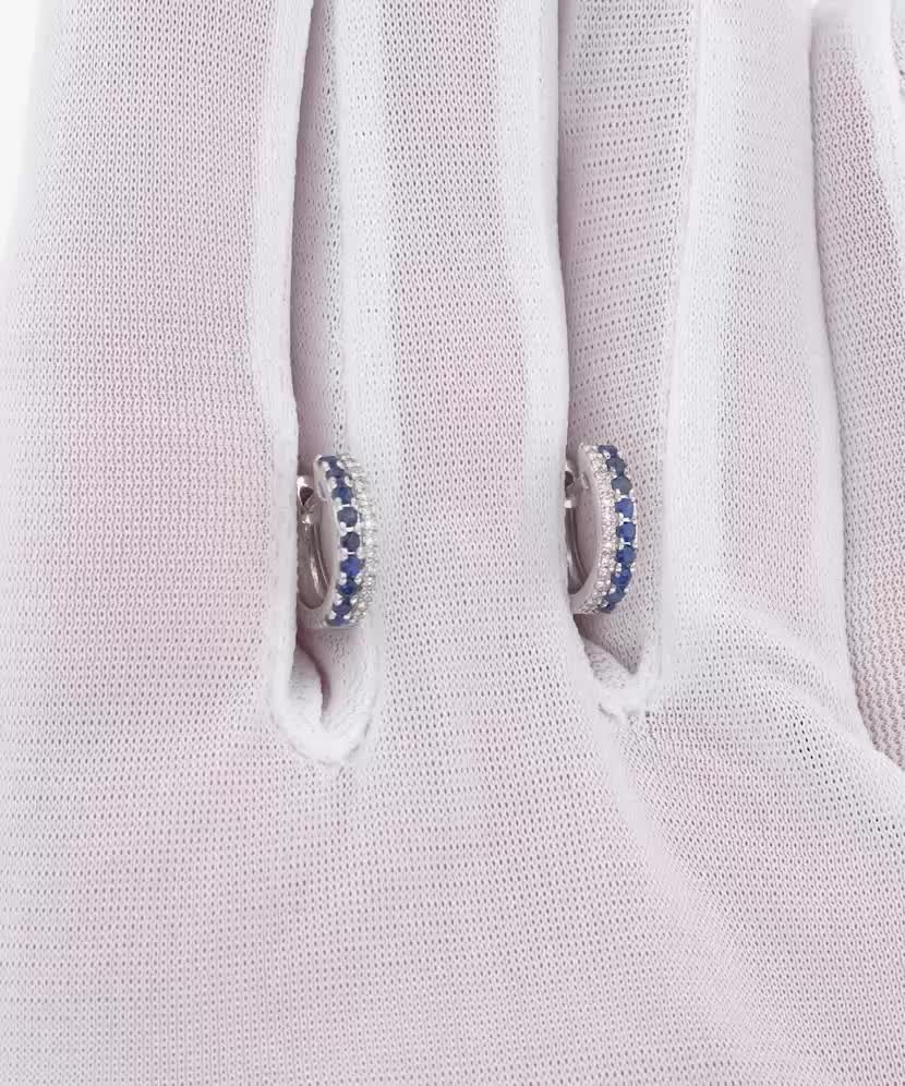 Balto aukso auskarai su safyrais ir deimantais