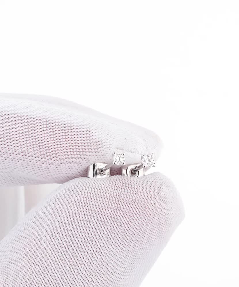 Balto aukso auskarai su deimantais 0,06ct