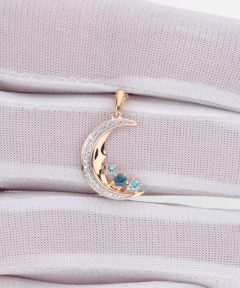 aukso pakabukas su London topazais, topazais ir deimantais "Mėnulis"