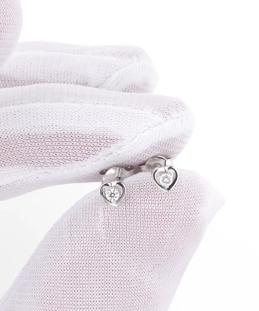 Balto aukso auskarai su deimantais