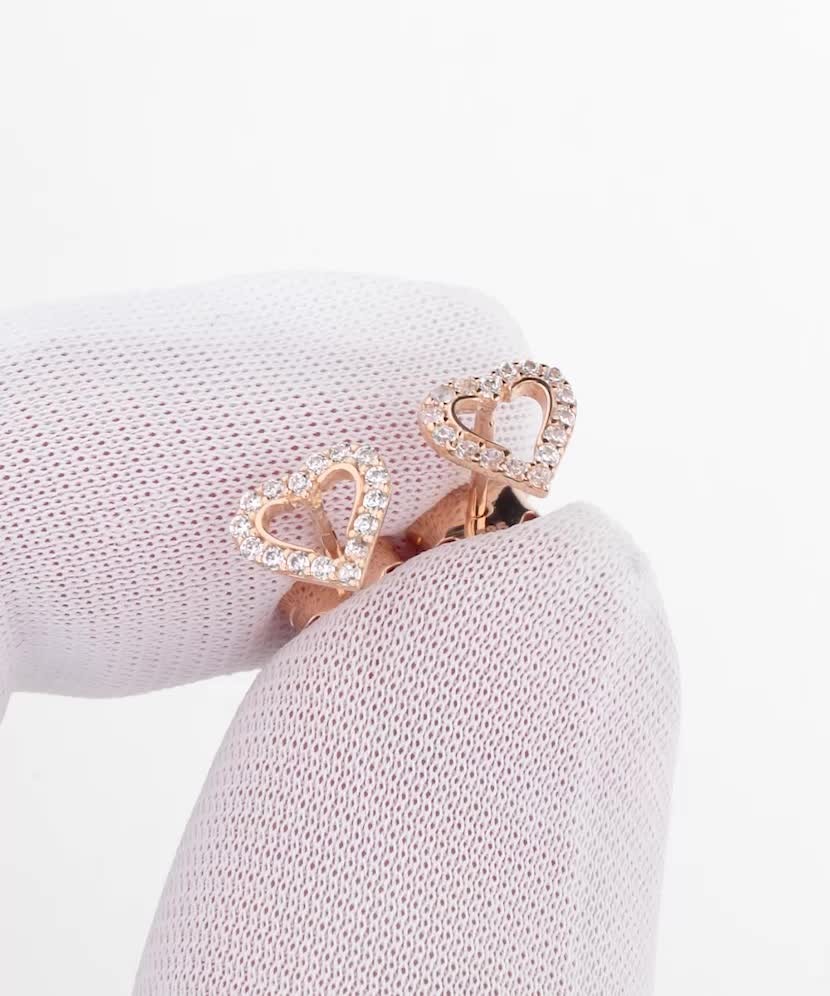 Auksiniai auskarai su cirkoniais "Širdelė"