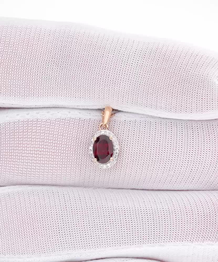 Auksinis pakabukas su granatu ir deimantais