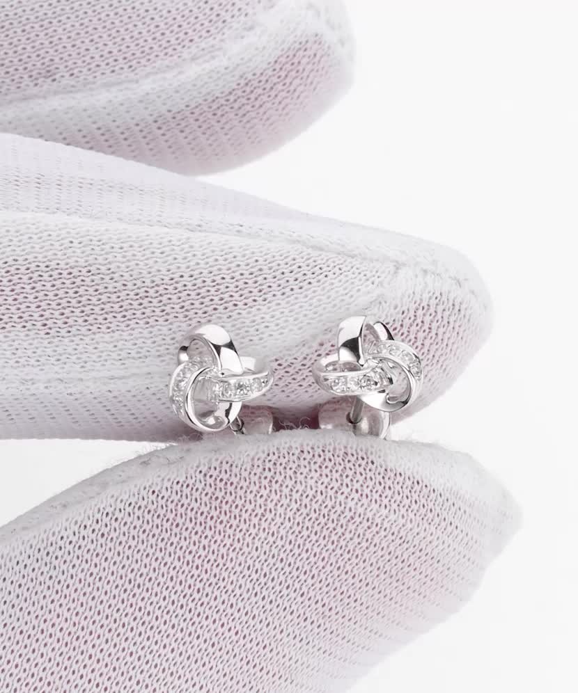 Balto aukso auskarai su deimantais