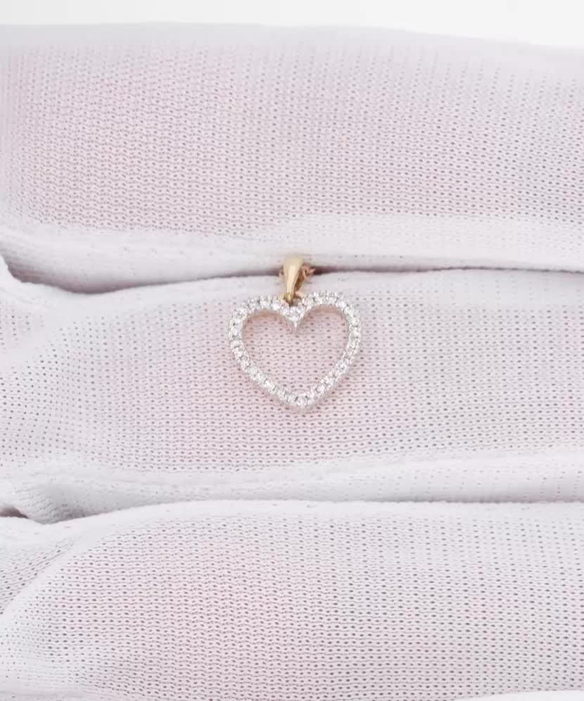 Geltono ausko pakabukas su deimantais "Širdelė"