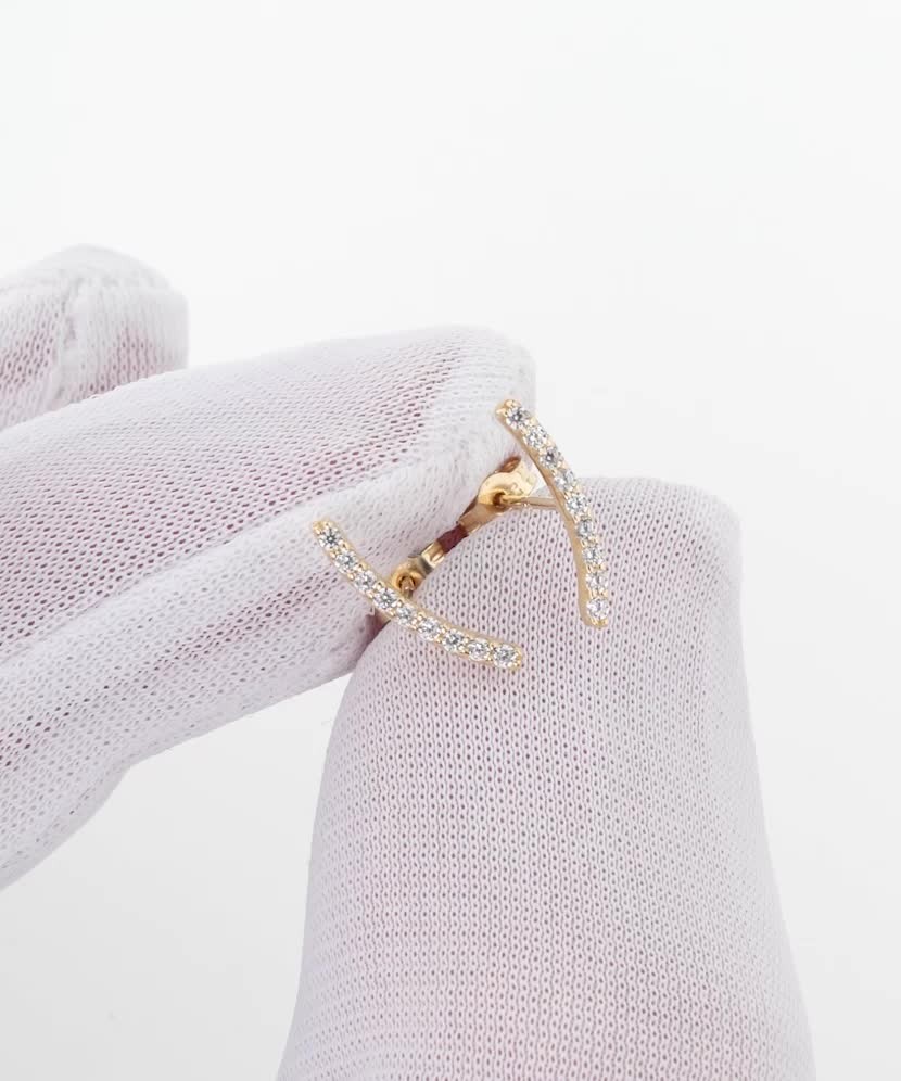 Geltono aukso auskarai su cirkoniais