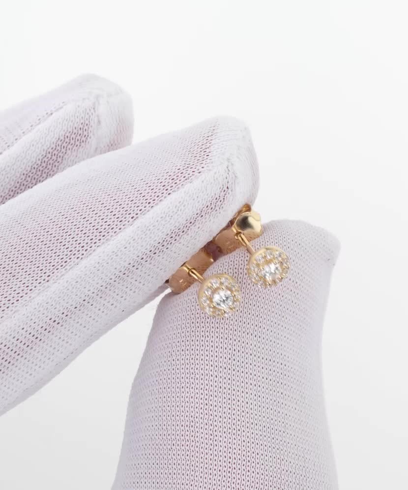 Geltono aukso auskarai su cirkoniais