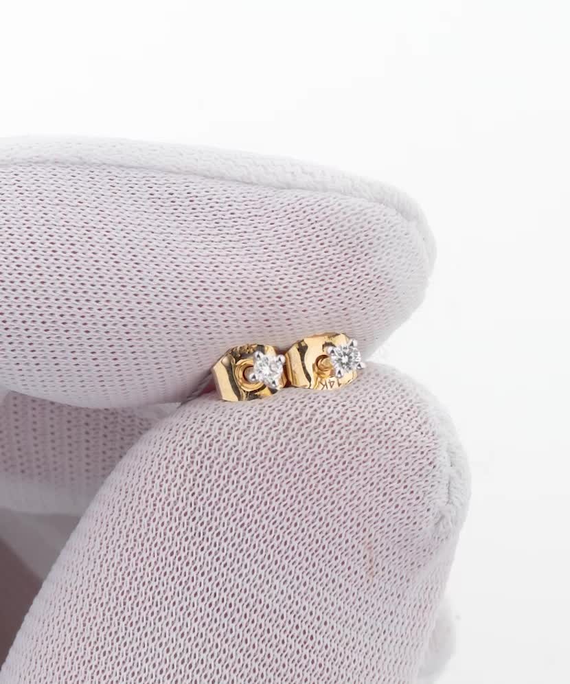 Geltonos aukso auskarai su deimantais 0,05ct