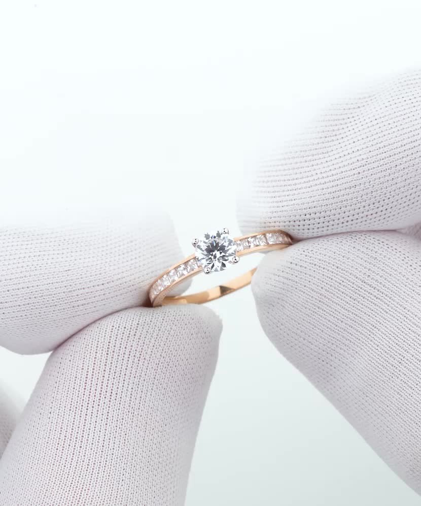 Auksinis žiedas su cirkoniais - Auksiniai žiedai - Goldinga