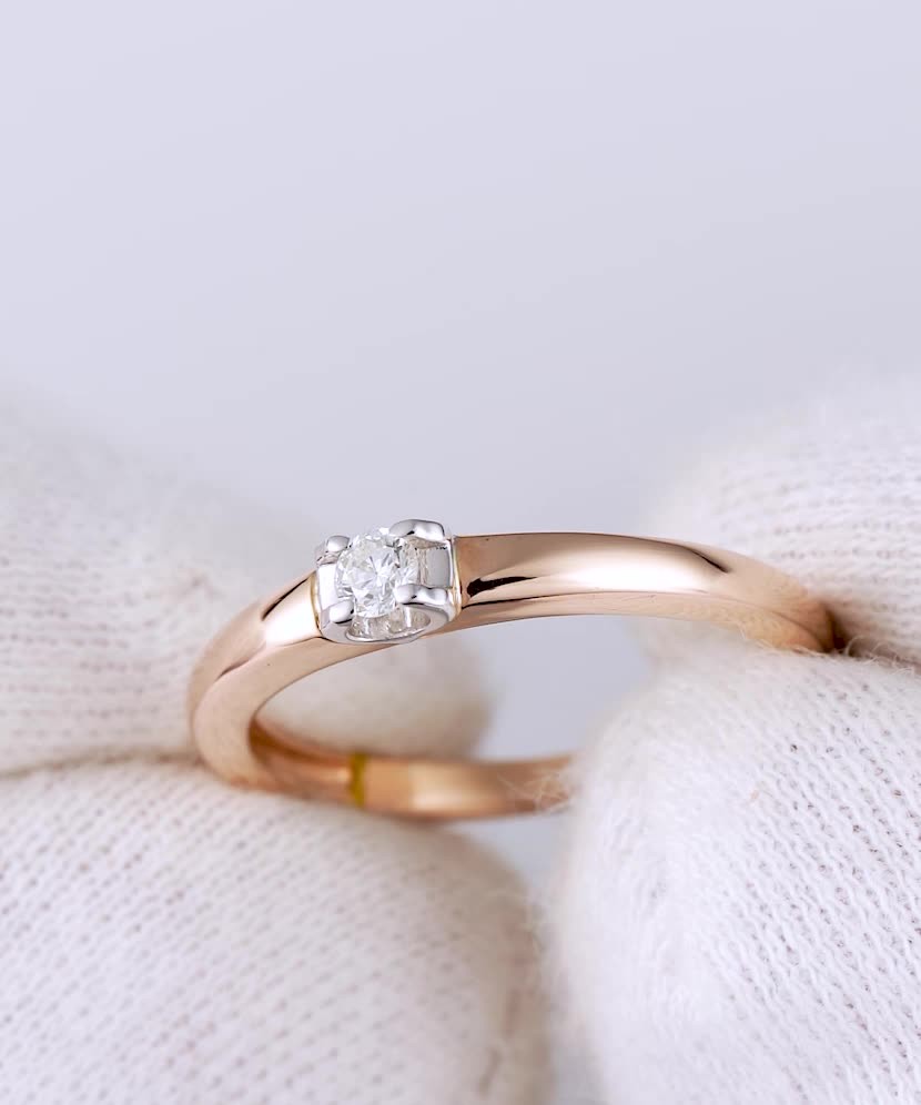 Auksinis žiedas su briliantu 0,084ct - Auksiniai Žiedai su brangakmeniais - Goldinga