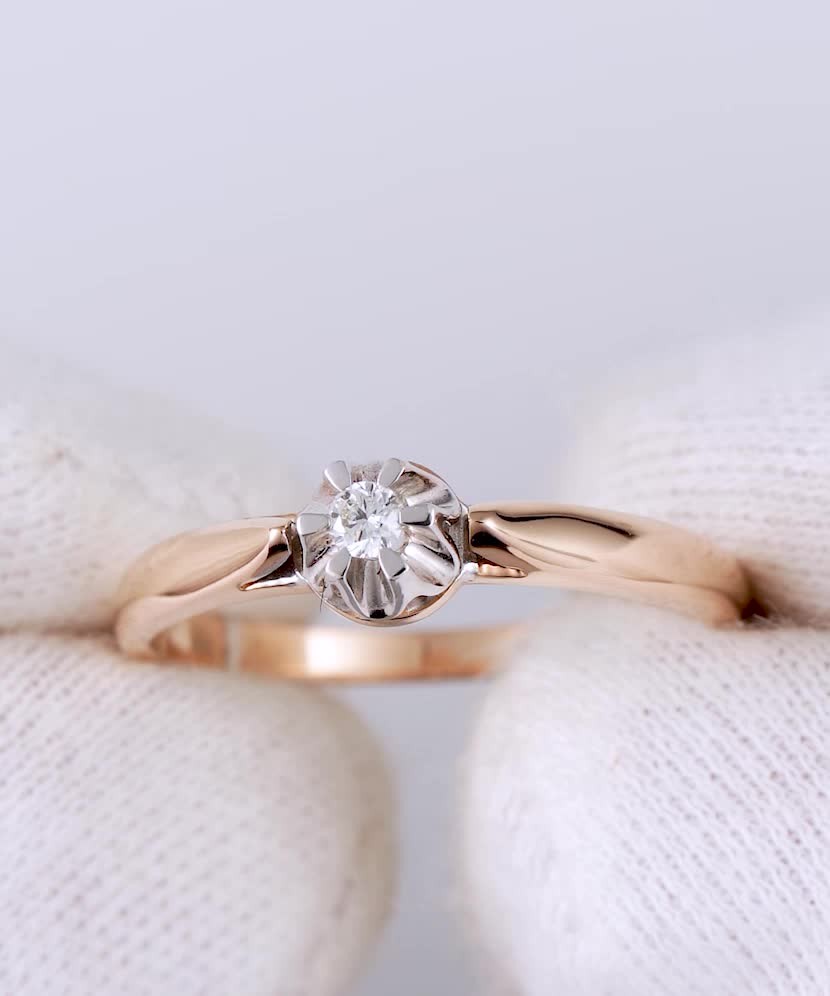 Auksinis žiedas briliantu - Auksiniai Žiedai su brangakmeniais - Goldinga