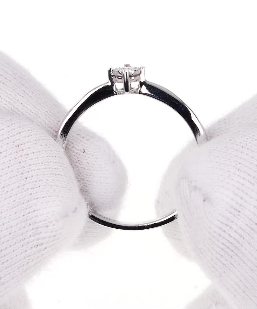 Balto aukso žiedas su briliantu  - Goldinga