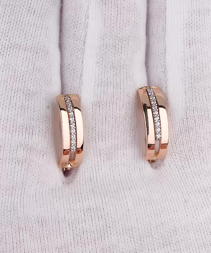 Auksiniai Auskarai Su Cirkoniais  - Goldinga