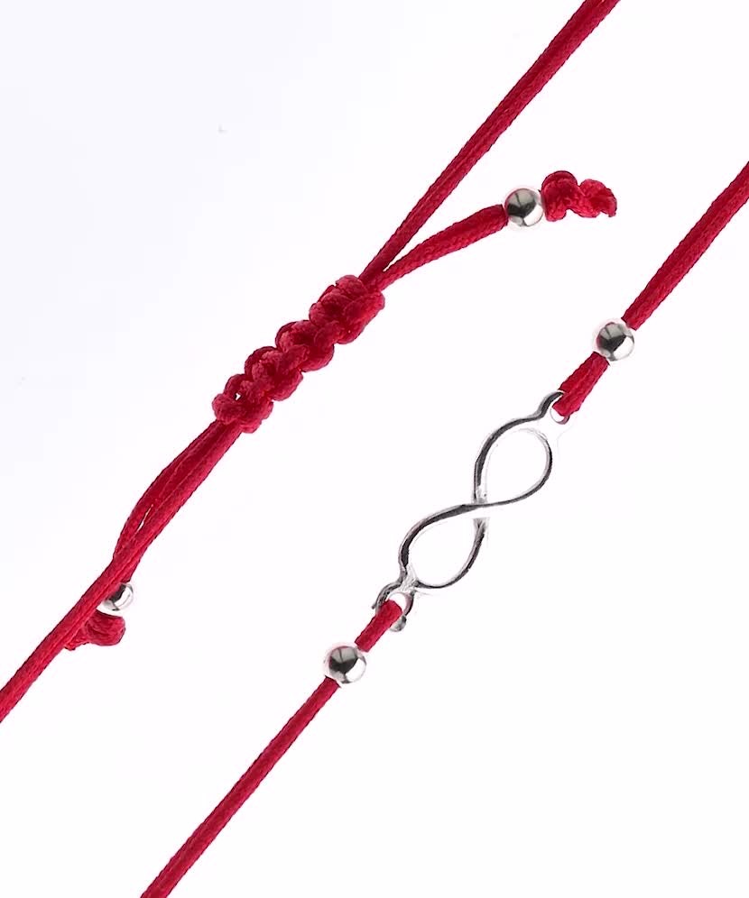 Raudono Siūlo Apyrankė Su Sidabriniu Pakabuku "Begalybė"  - Goldinga