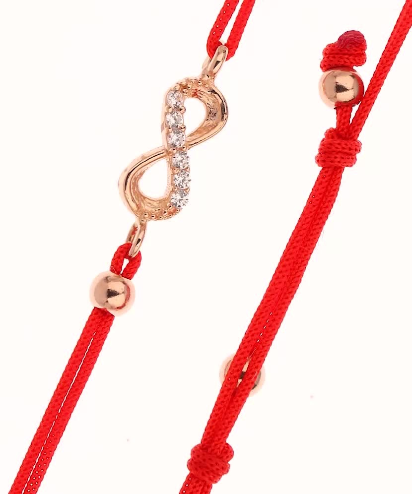 Raudono Siūlo Apyrankė Su Auksiniu Pakabuku "Begalybė"  - Goldinga