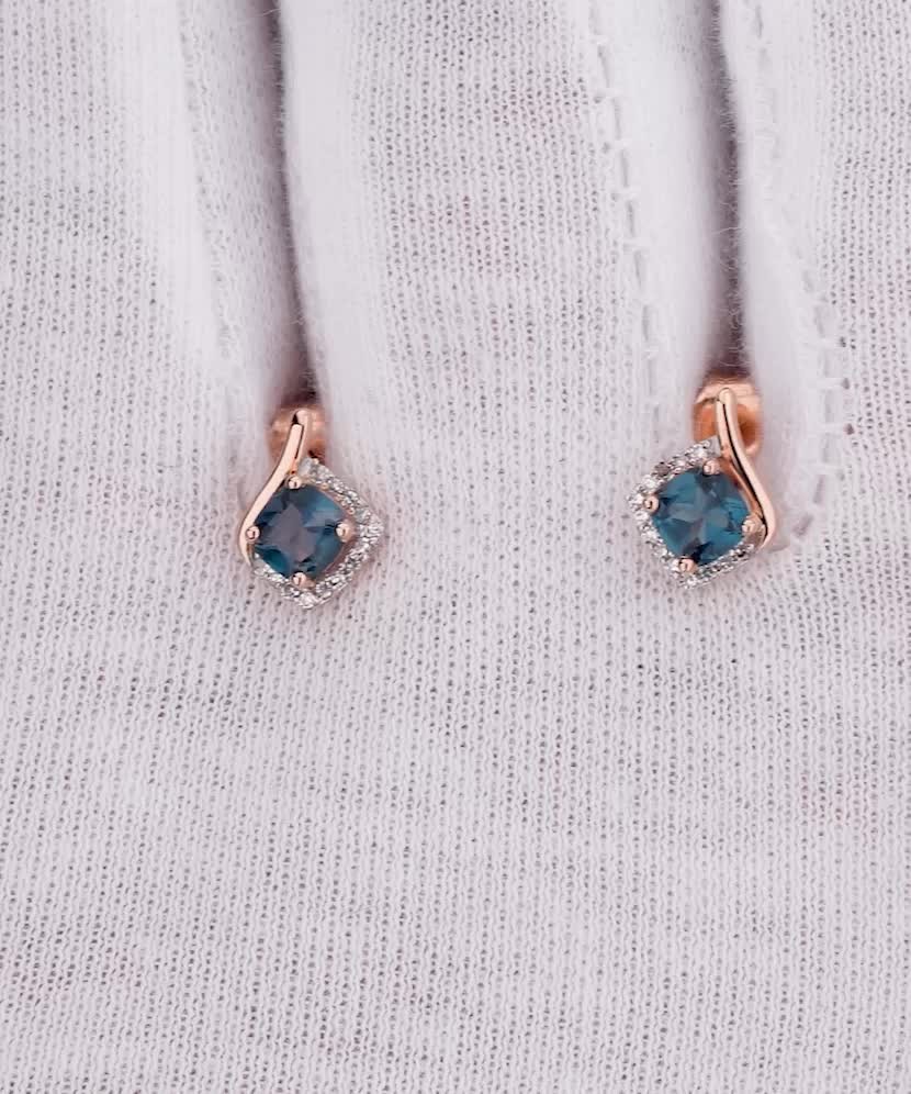 Auksiniai auskarai su London topazais ir briliantais  - Goldinga