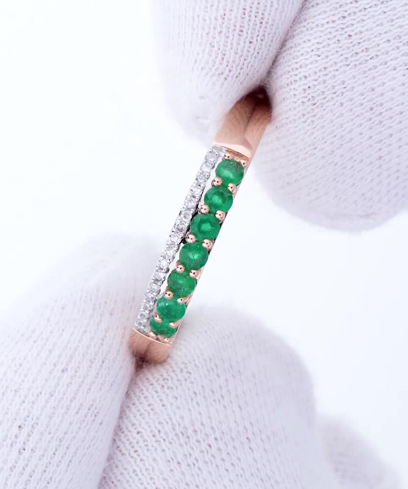 Auksinis žiedas su smaragdais ir briliantais  - Goldinga