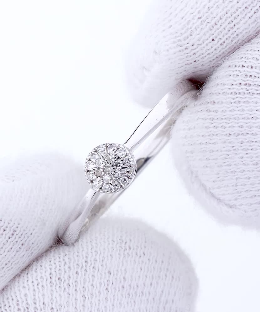 Balto aukso žiedas su deimantais  - Goldinga