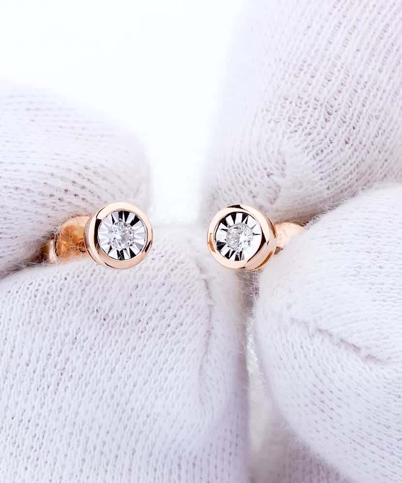 Auksiniai auskarai su deimantais  - Goldinga