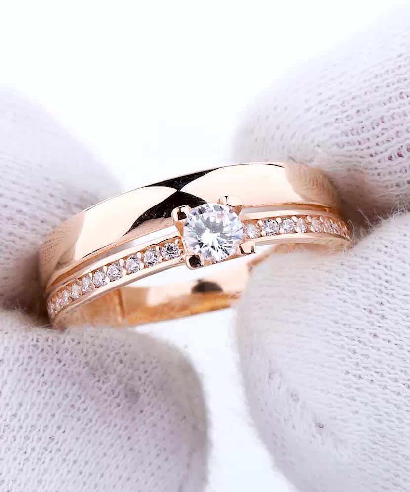 Auksinis žiedas su cirkoniais - Auksiniai žiedai - Goldinga