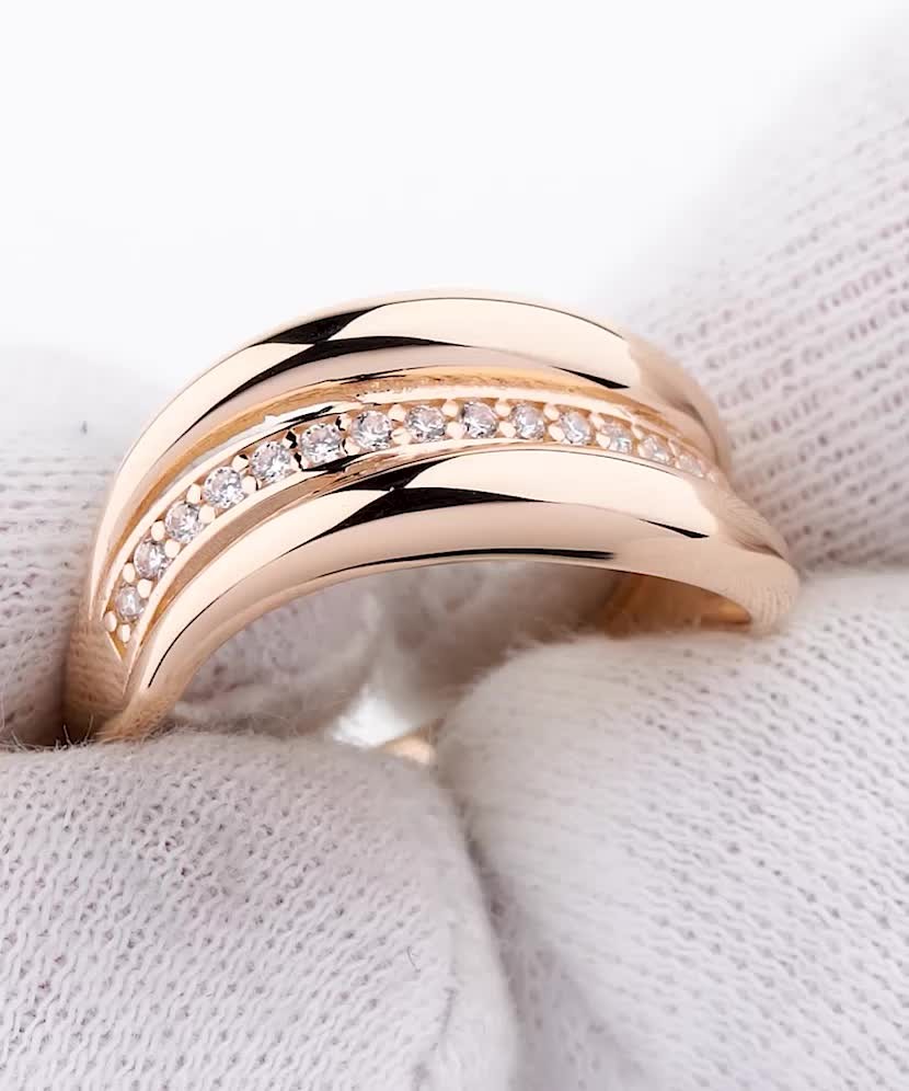 Auksinis žiedas su cirkoniais - Auksiniai žiedai - Goldinga