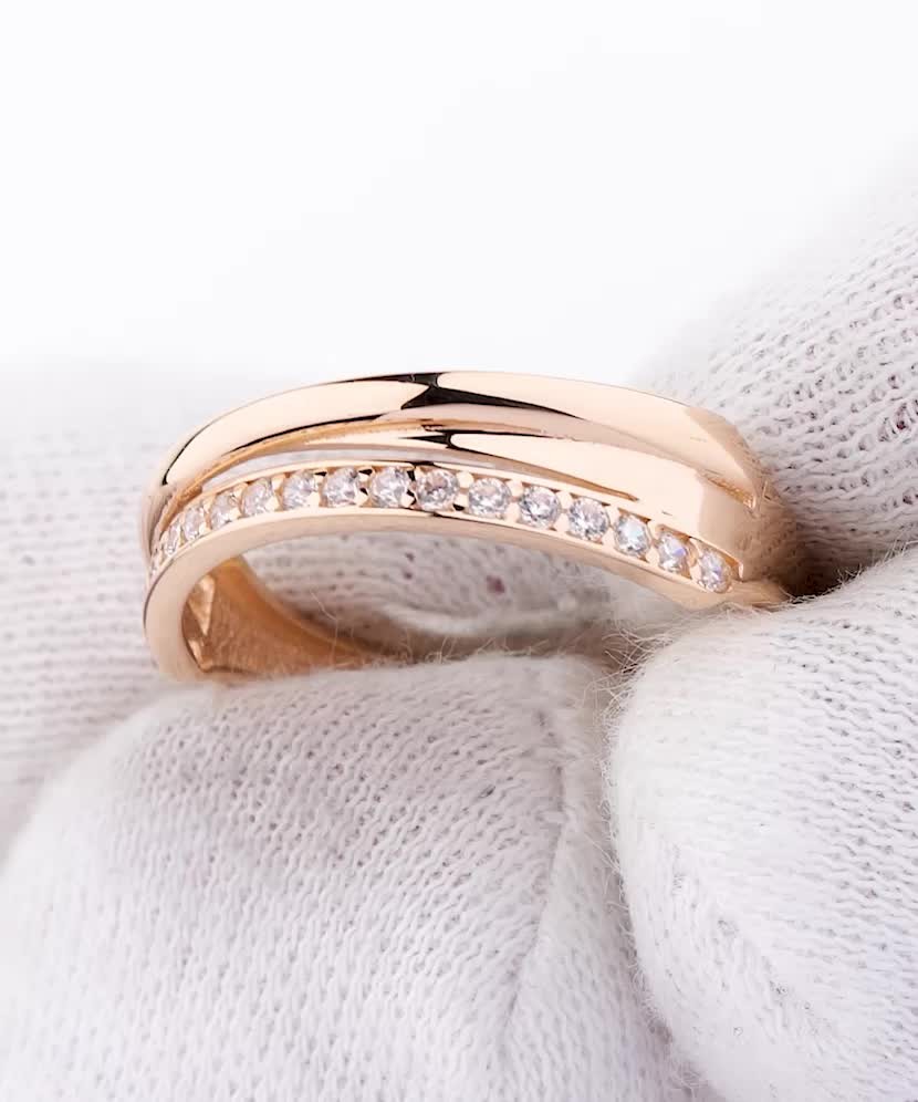 Auksinis žiedas su cirkoniais - Auksiniai žiedai - Goldinga