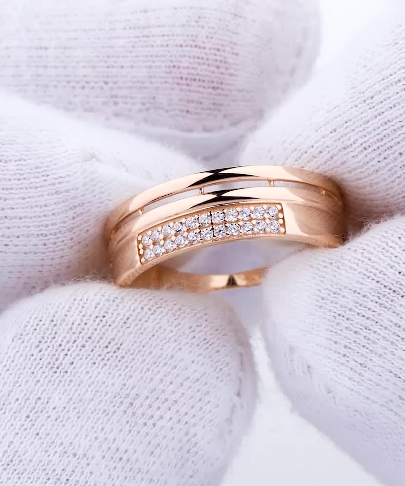 Auksinis žiedas su cirkoniais - Auksiniai žiedai - Goldinga