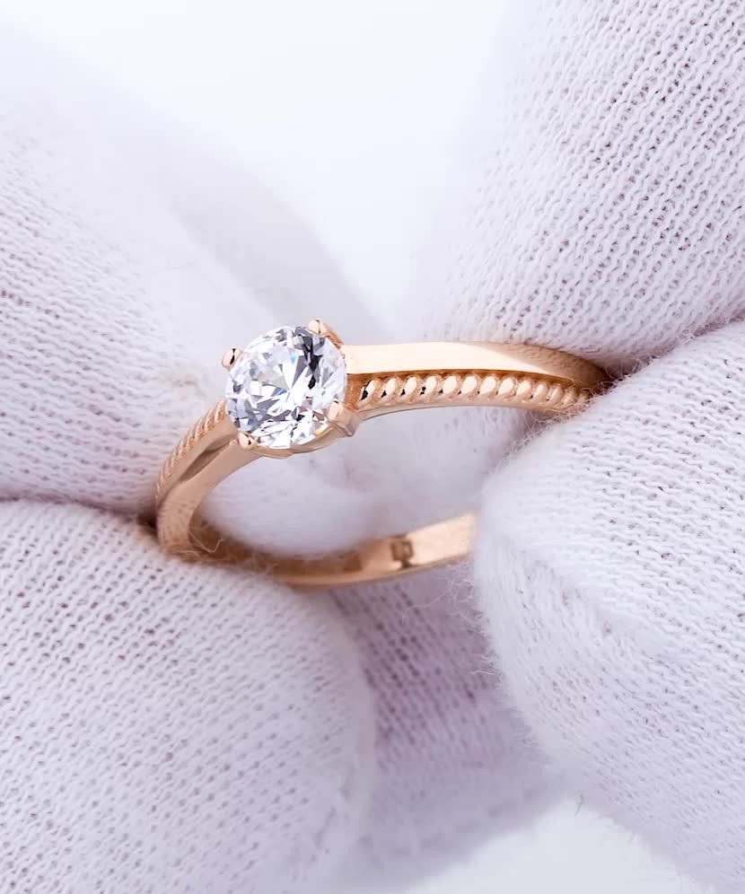 Auksinis žiedas su cirkoniu - Perkamiausi - Goldinga