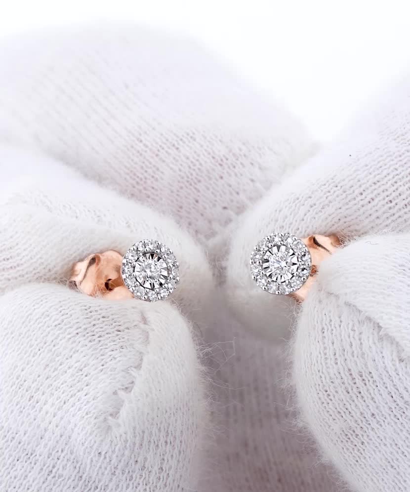 Auksiniai auskarai su briliantais  - Goldinga