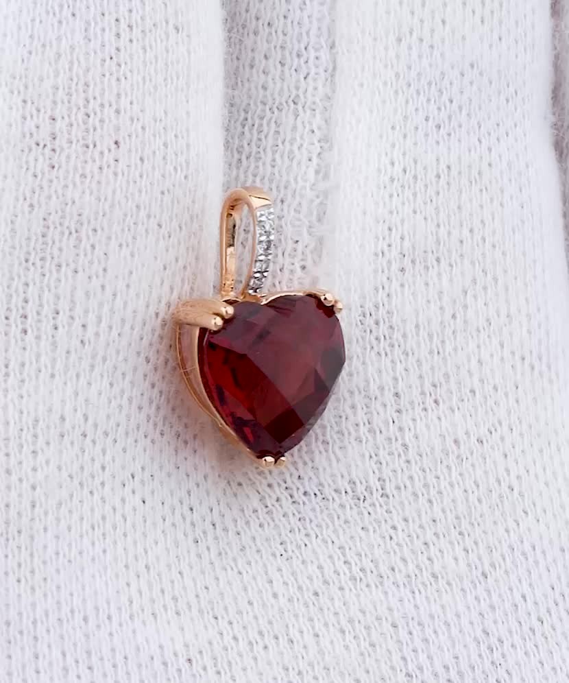 Auksinis pakabukas su deimantais ir granatu - Pakabukai su brangakmeniais - Goldinga