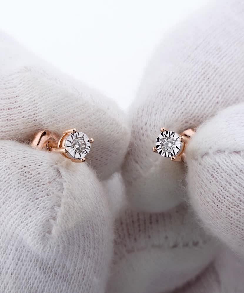 Auksiniai auskarai su deimantais  - Goldinga