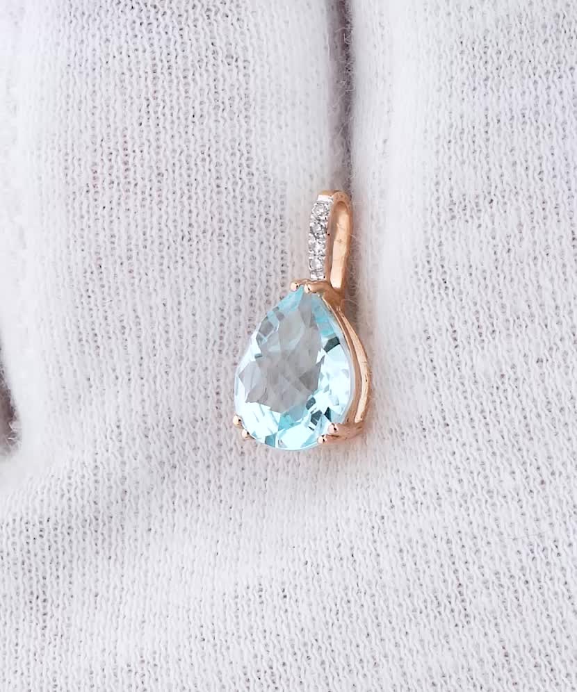 Auksinis pakabukas su deimantais ir topazu - Pakabukai su brangakmeniais - Goldinga