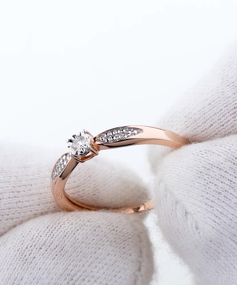 Auksinis žiedas su deimantais - Auksiniai Žiedai su brangakmeniais - Goldinga