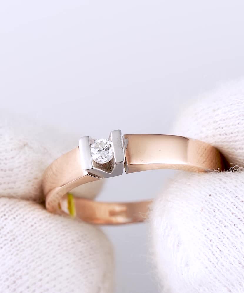 Auksinis žiedas su briliantu 0,048ct  - Goldinga