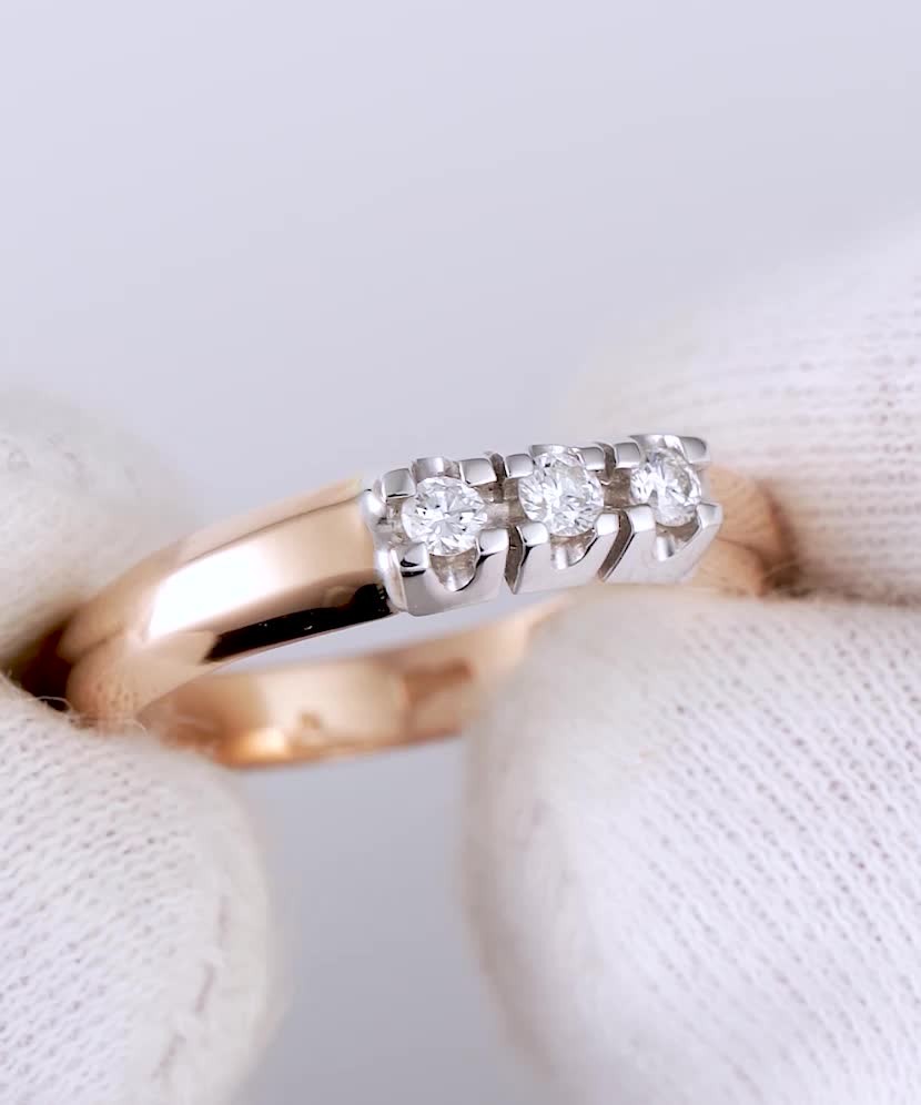 Auksinis žiedas su briliantais 0,107ct - Auksiniai Žiedai su brangakmeniais - Goldinga