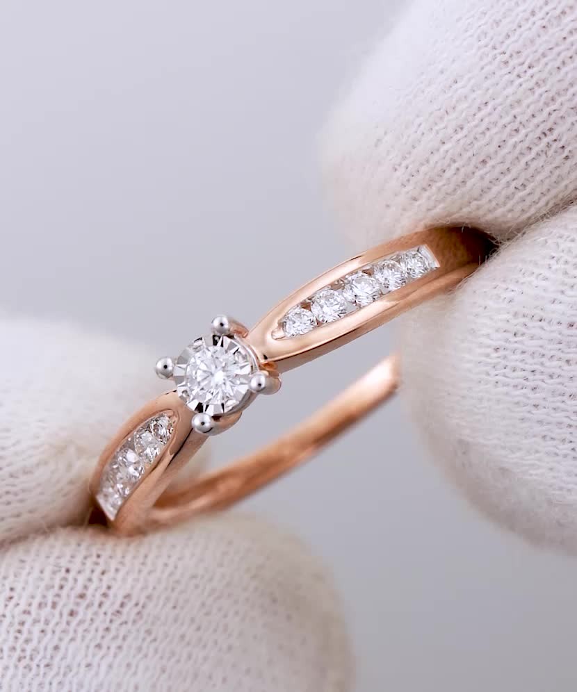 Auksinis žiedas su deimantais - Auksiniai Žiedai su brangakmeniais - Goldinga