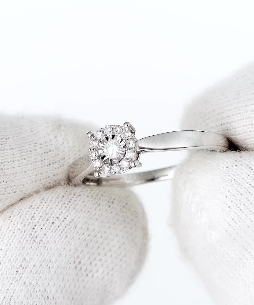 Balto aukso žiedas su deimantais  - Goldinga