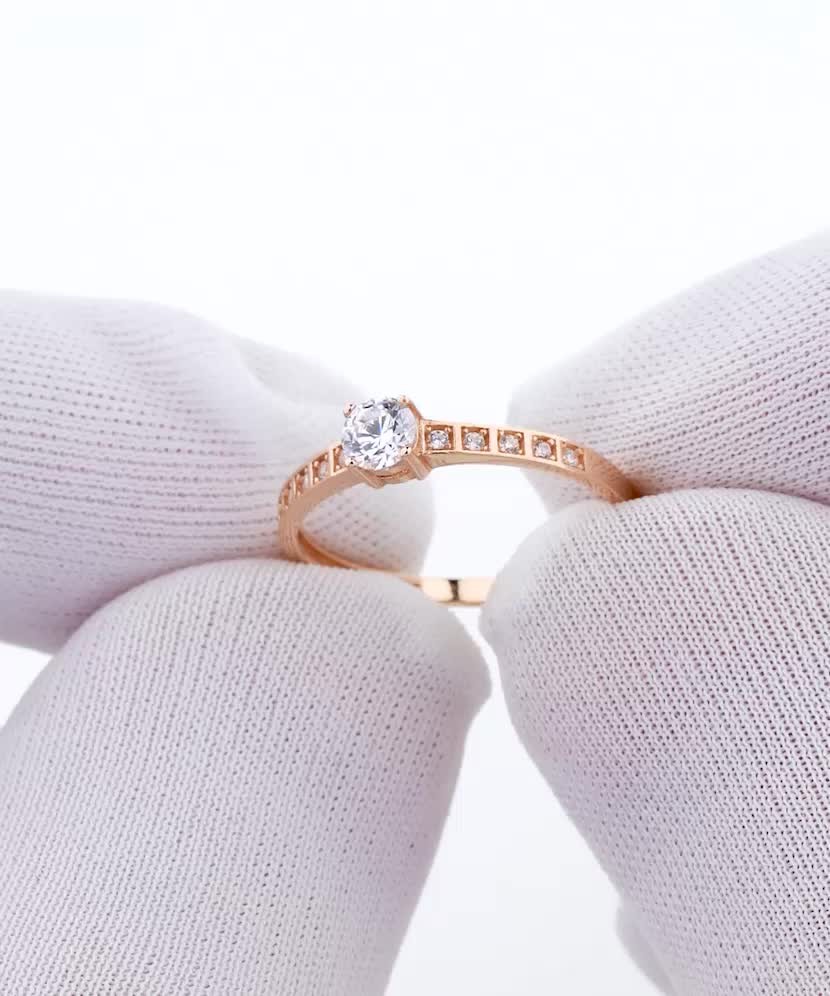 Auksinis žiedas su cirkoniais - Auksiniai žiedai - Goldinga