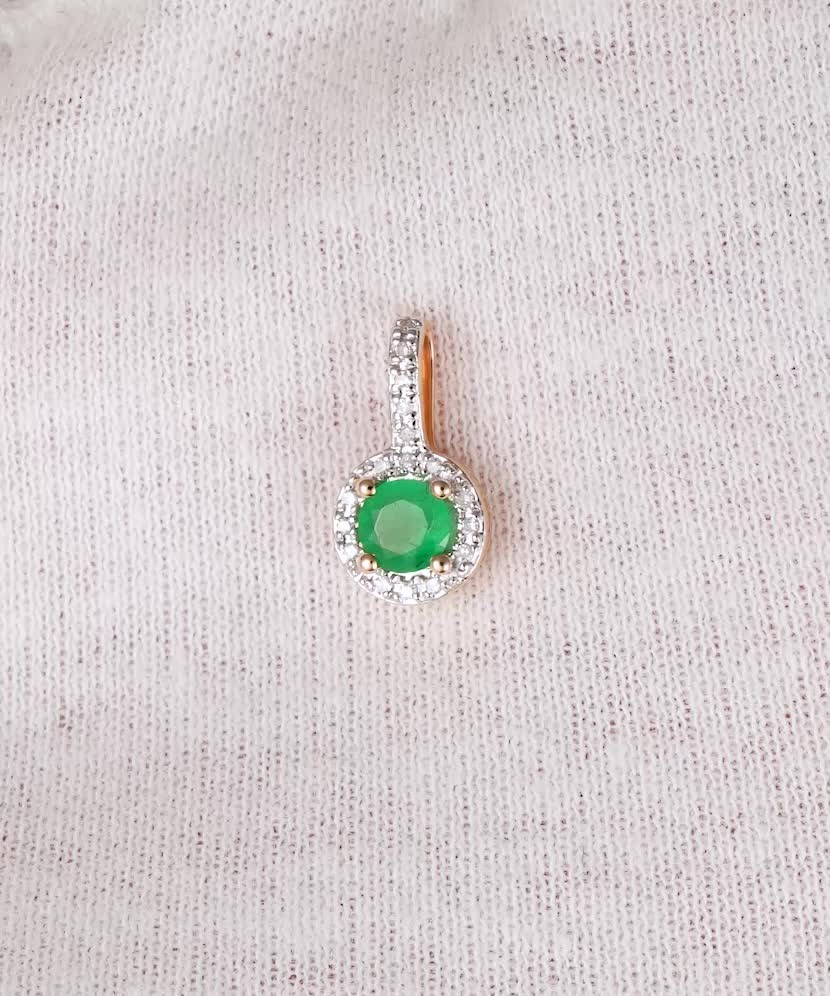 Auksinis pakabukas su smaragdu ir deimantais  - Goldinga