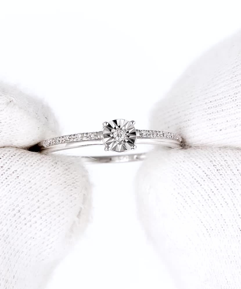 Sidabrinis žiedas su deimantais - Sidabriniai žiedai su brangakmeniais - Goldinga