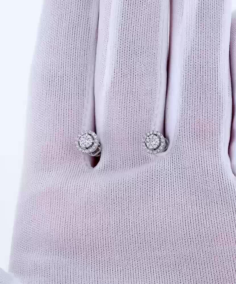 Balto aukso auskarai su deimantais - Auksiniai Auskarai su brangakmeniais - Goldinga