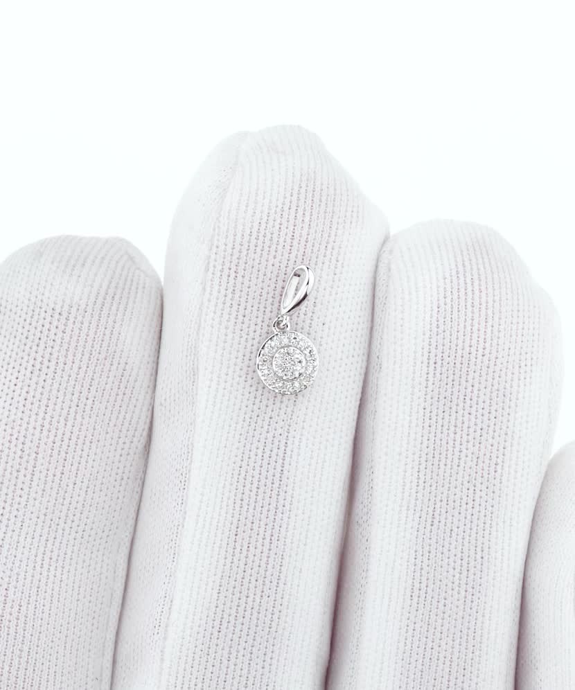 Balto aukso pakabukas su deimantais - Pakabukai su brangakmeniais - Goldinga