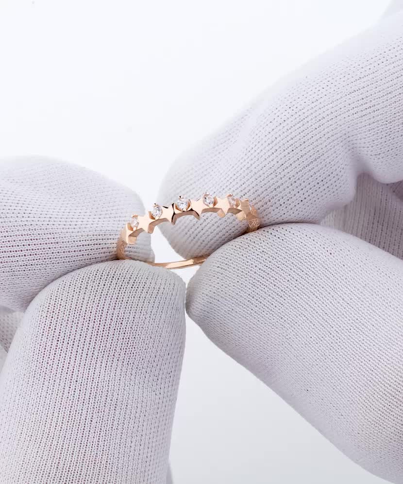 Auksinis žiedas su cirkoniais - Auksiniai žiedai - Goldinga